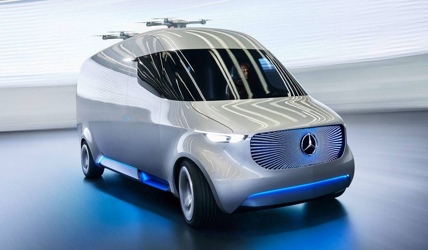 Furgonetas empresas reparto modelo futurista tecnología avanzada