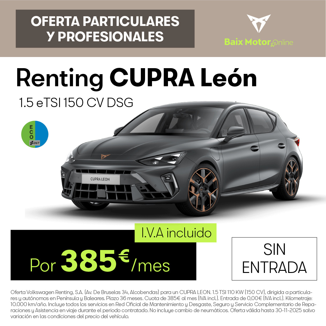 CUPRA León Híbrido por 385€/mes* ¡Sin entrada!