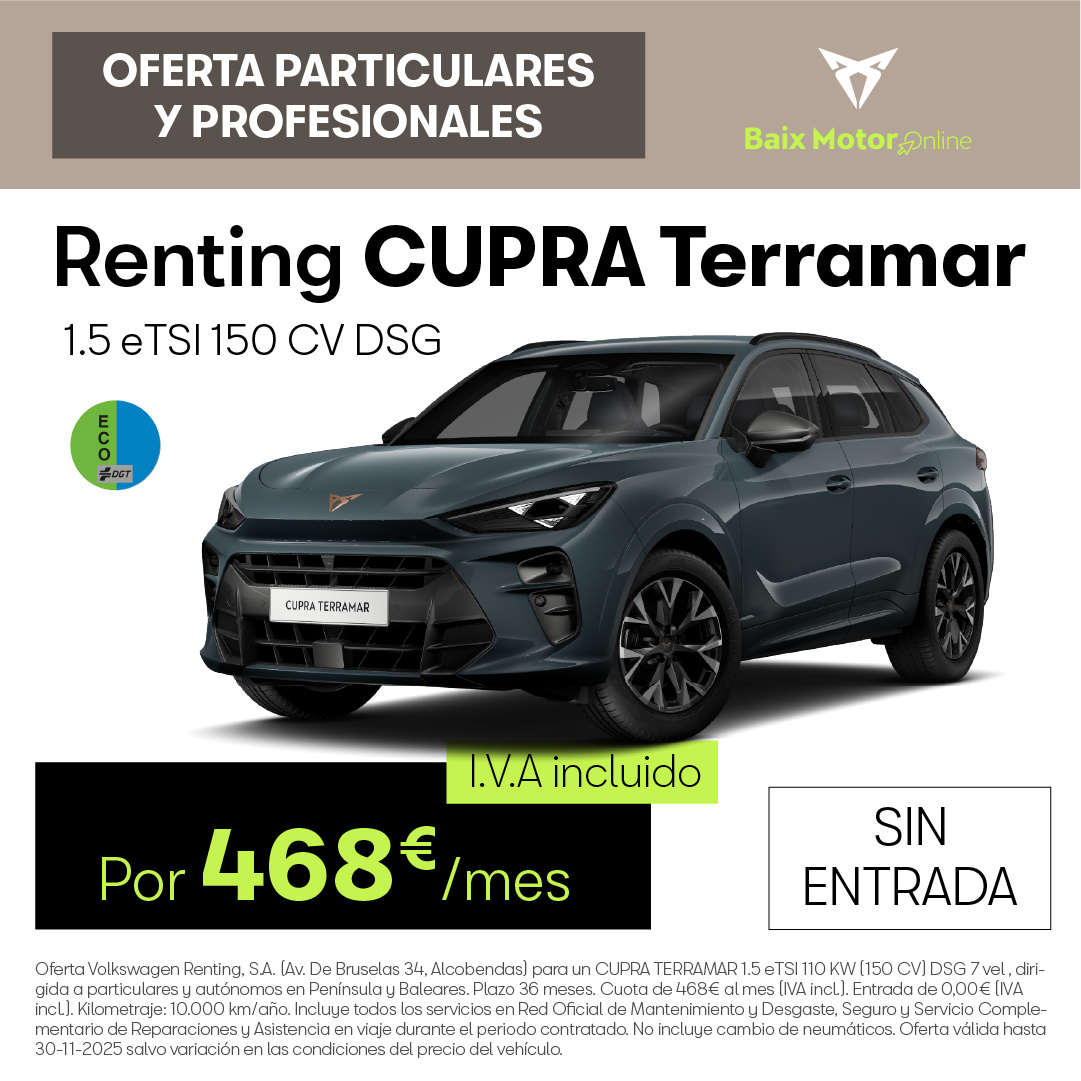 Renting CUPRA Terramar Híbrido por 468€/mes* ¡Sin entrada!