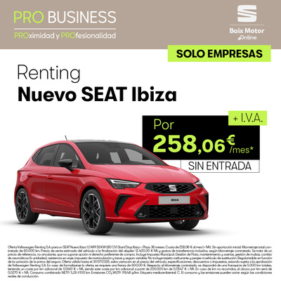 Renting Nuevo SEAT Ibiza por 258€/mes* Sin entrada Renting Nuevo SEAT Ibiza por 258€/mes* Sin entrada