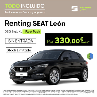 Oferta Seat León Renting por 330€/mes* SIN ENTRADA Oferta Seat León Renting por 330€/mes* SIN ENTRADA