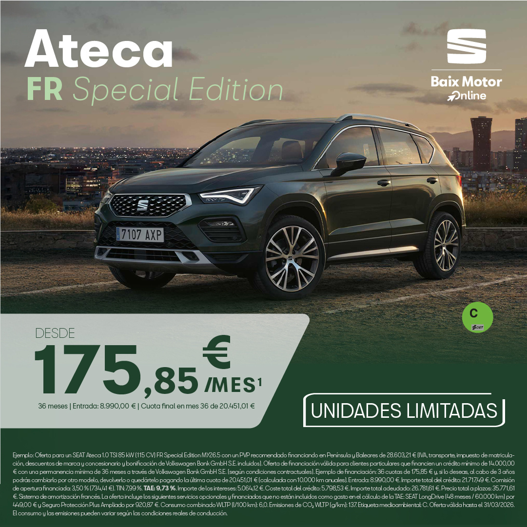¡Promoción! SEAT Ateca FR desde 175'85€/mes*