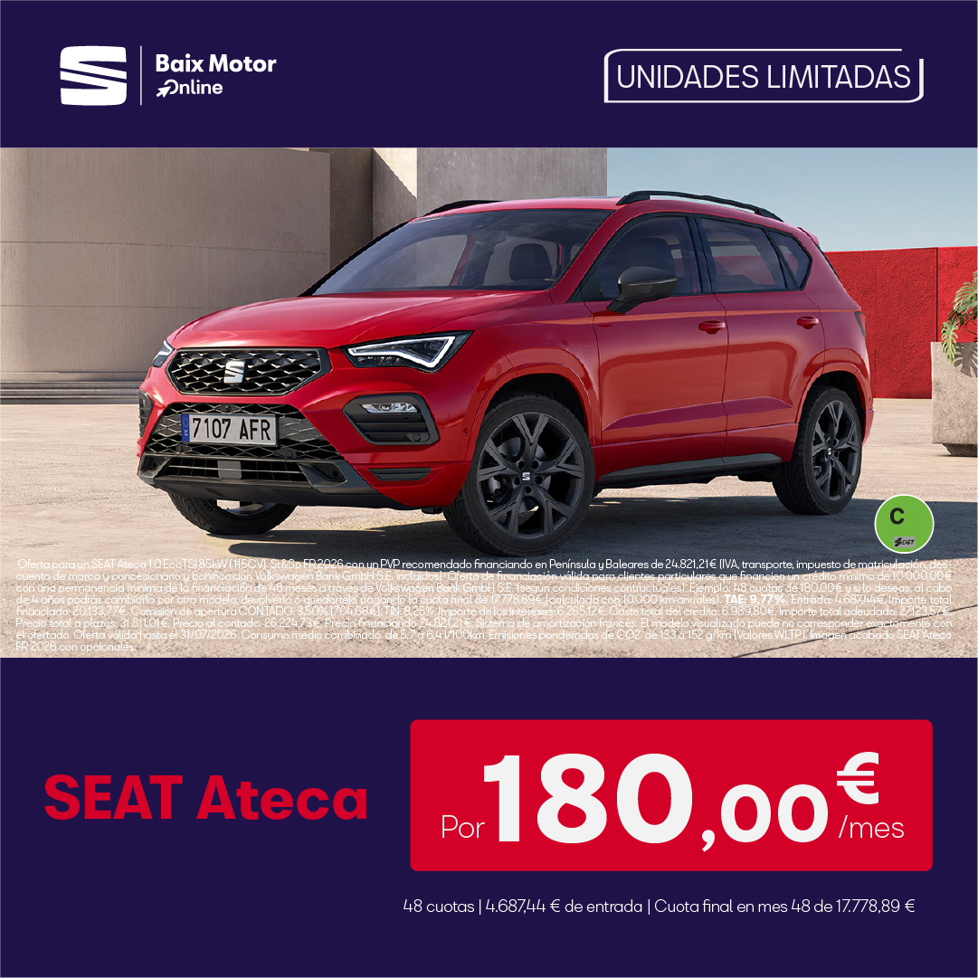 Promoción exclusiva SEAT Ateca por 180€/mes