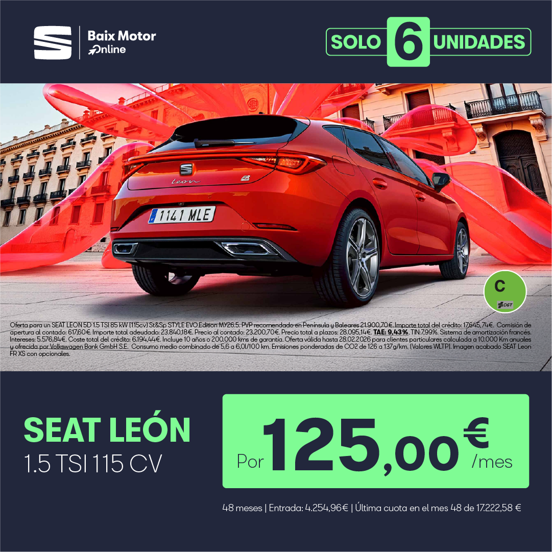 ¡Te está esperando! SEAT León por 125€/mes*