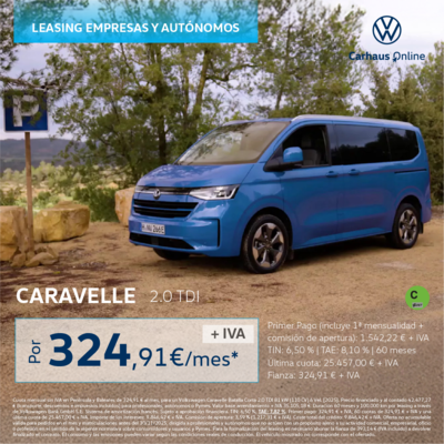 ¡Leasing! Consigue tu Caravelle por 324,91€/mes* ¡Leasing! Consigue tu Caravelle por 324,91€/mes*