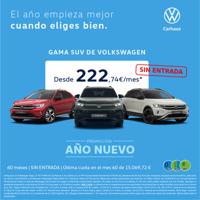 Comienza el año con tu SUV Volkswagen desde 222€/mes Comienza el año con tu SUV Volkswagen desde 222€/mes