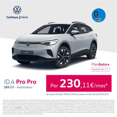 Nuevo ID.4 Pro 286 CV por 230,11€/mes Nuevo ID.4 Pro 286 CV por 230,11€/mes