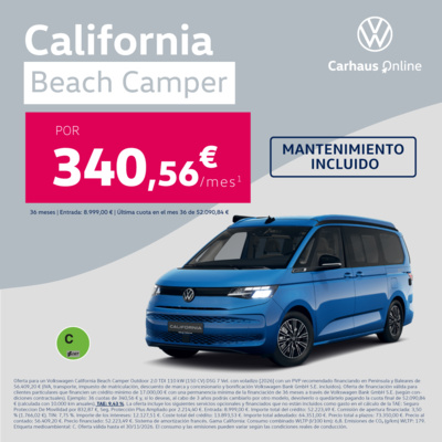 ¡Mantenimiento incluido! California Beach Camper por 340,56€/mes* ¡Mantenimiento incluido! California Beach Camper por 340,56€/mes*