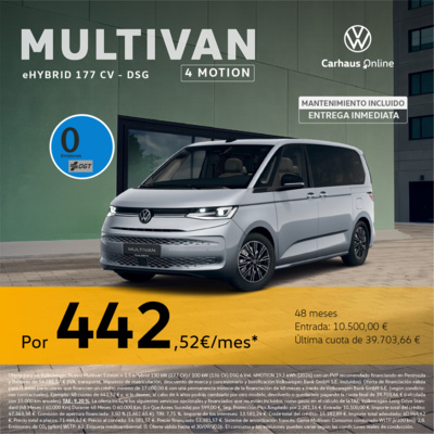 ¡Exclusivo Online! Multivan e-HYBRID 4MOTION por 442,52€/mes* ¡Exclusivo Online! Multivan e-HYBRID 4MOTION por 442,52€/mes*