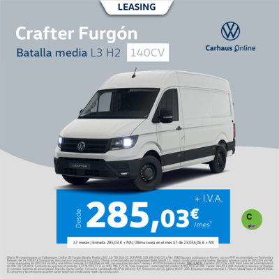 Crafter Furgón L3 H2 desde 285,03€/mes + IVA Crafter Furgón L3 H2 desde 285,03€/mes + IVA