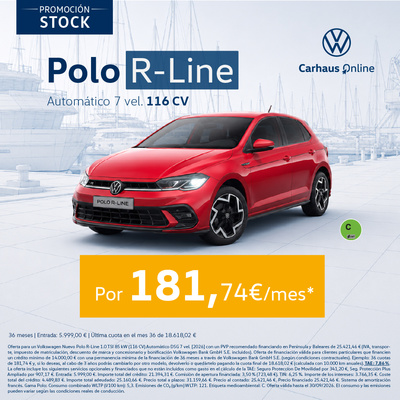¡Promoción Stock! Nuevo Polo R-Line DSG por 181,74€/mes ¡Promoción Stock! Nuevo Polo R-Line DSG por 181,74€/mes