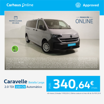 ¡Promoción online! Volkswagen Caravelle por 340,64 €/mes ¡Promoción online! Volkswagen Caravelle por 340,64 €/mes