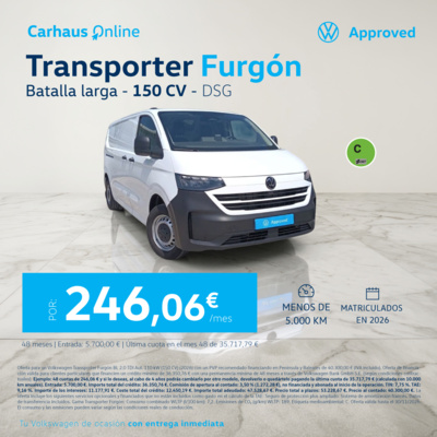 ¡Menos de 5.000 km! Transporter Furgón por 246,06 €/mes ¡Menos de 5.000 km! Transporter Furgón por 246,06 €/mes