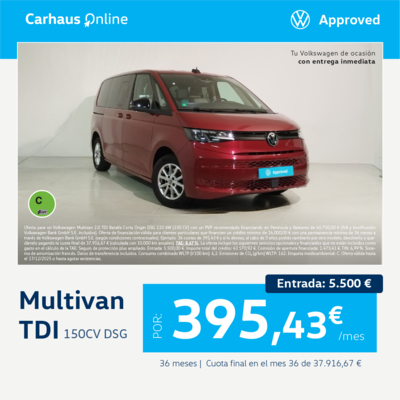 ¡Ocasión! Volkswagen Multivan TDI desde 395,43€*/mes ¡Ocasión! Volkswagen Multivan TDI desde 395,43€*/mes