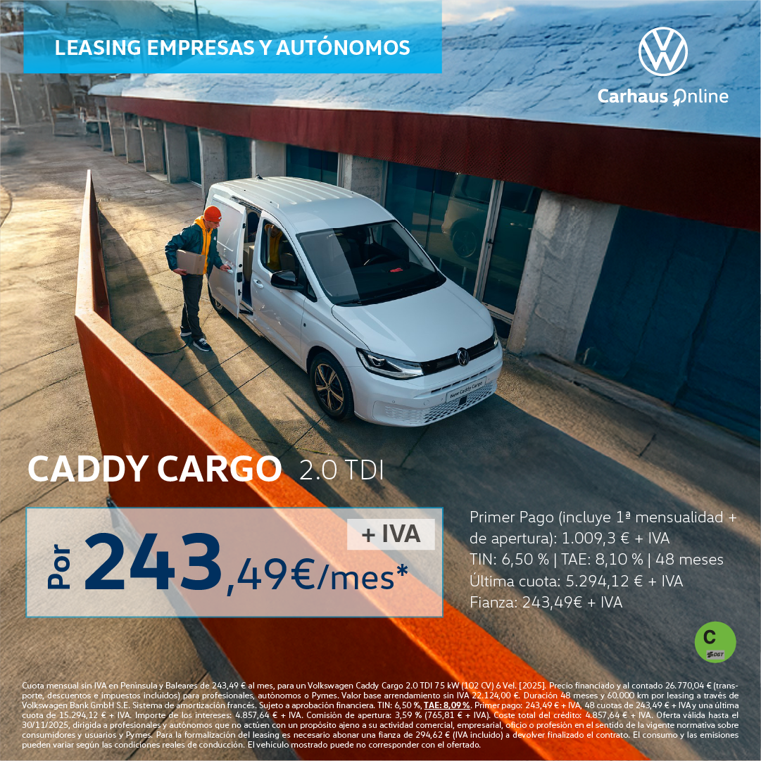 Leasing de tu Caddy desde 243,49€/mes*