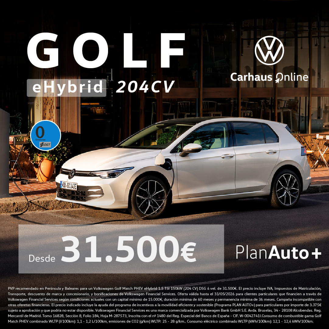 Golf eHybrid 204 CV desde 31.500€