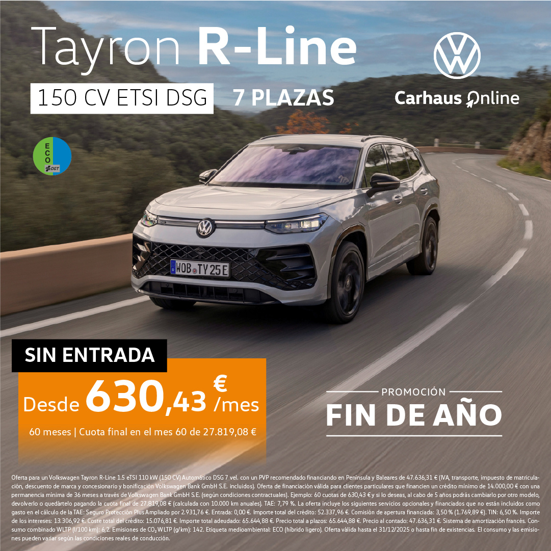 ¡Promoción fin de año! Tayron R-Line desde 630€/mes* Sin Entrada