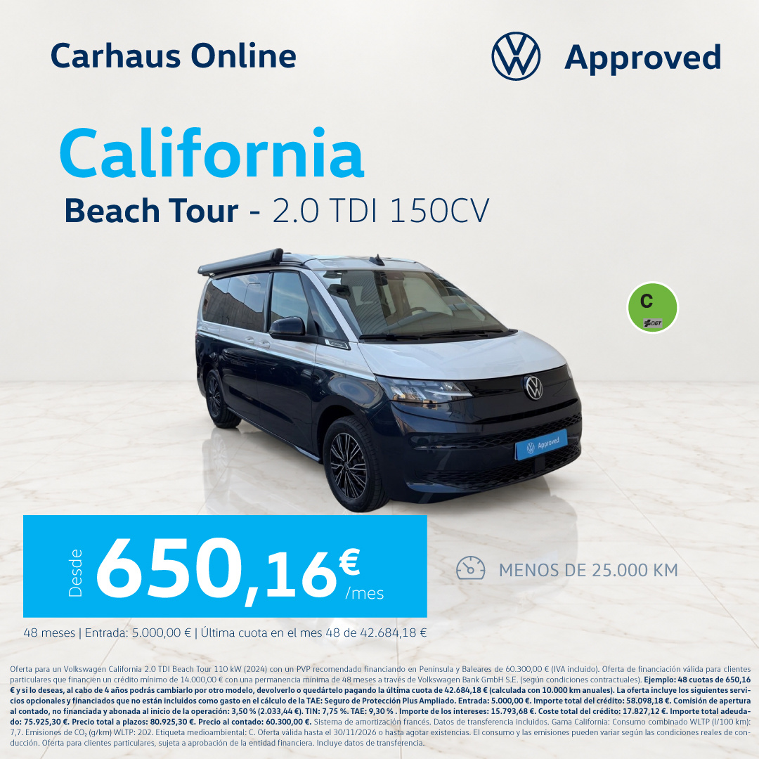 ¡Menos de 25.000 km! California Beach Tour desde 650,16€/mes*