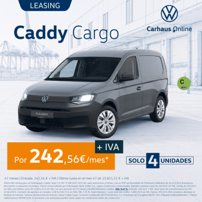 Solo 4 unidades: Caddy Cargo Leasing por 242,56€/mes + IVA Solo 4 unidades: Caddy Cargo Leasing por 242,56€/mes + IVA