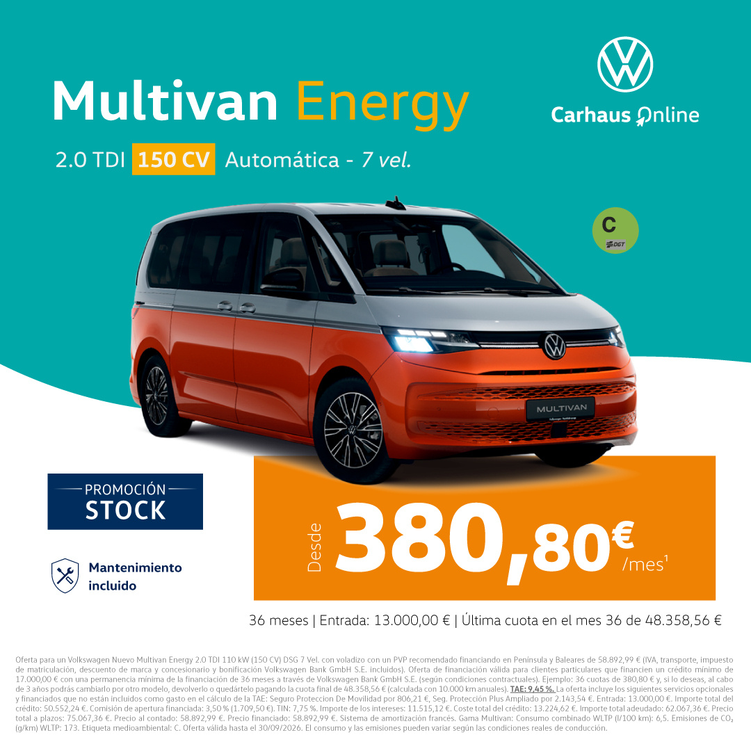 Multivan Energy DSG desde 380,80€/mes
