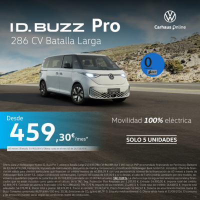 ¡Oferta especial! Tu ID Buzz Pro Batalla Larga por 459€/mes* ¡Oferta especial! Tu ID Buzz Pro Batalla Larga por 459€/mes*