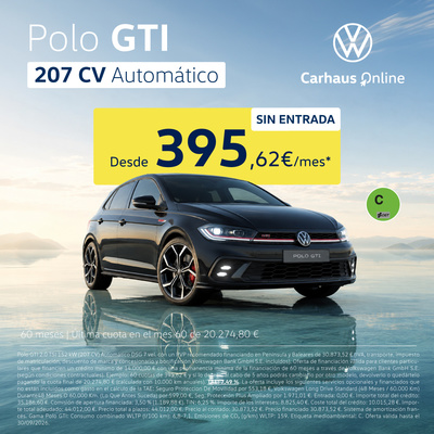 ¡Sin entrada! Nuevo Polo GTI 207 CV por 395,62€/mes ¡Sin entrada! Nuevo Polo GTI 207 CV por 395,62€/mes