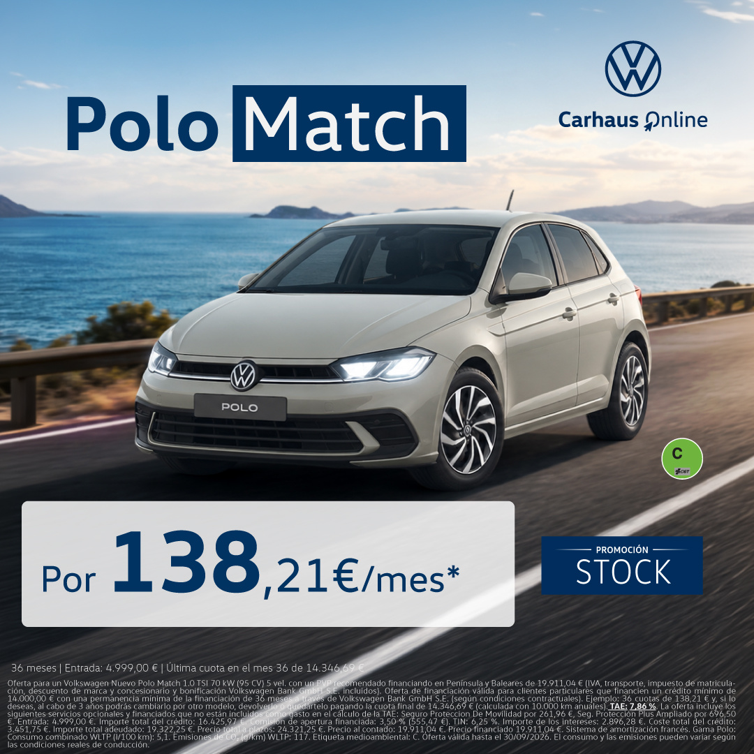 Promoción Stock: Nuevo Polo Match por 138,21€/mes