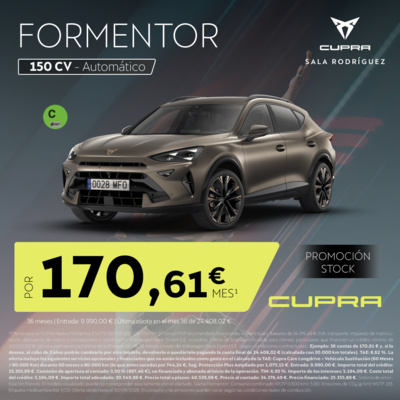¡Promoción Stock! CUPRA Formentor por 170,61€/mes* ¡Promoción Stock! CUPRA Formentor por 170,61€/mes*