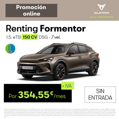 Renting CUPRA Formentor eTSI por 354€/mes ¡Sin Entrada! Renting CUPRA Formentor eTSI por 354€/mes ¡Sin Entrada!