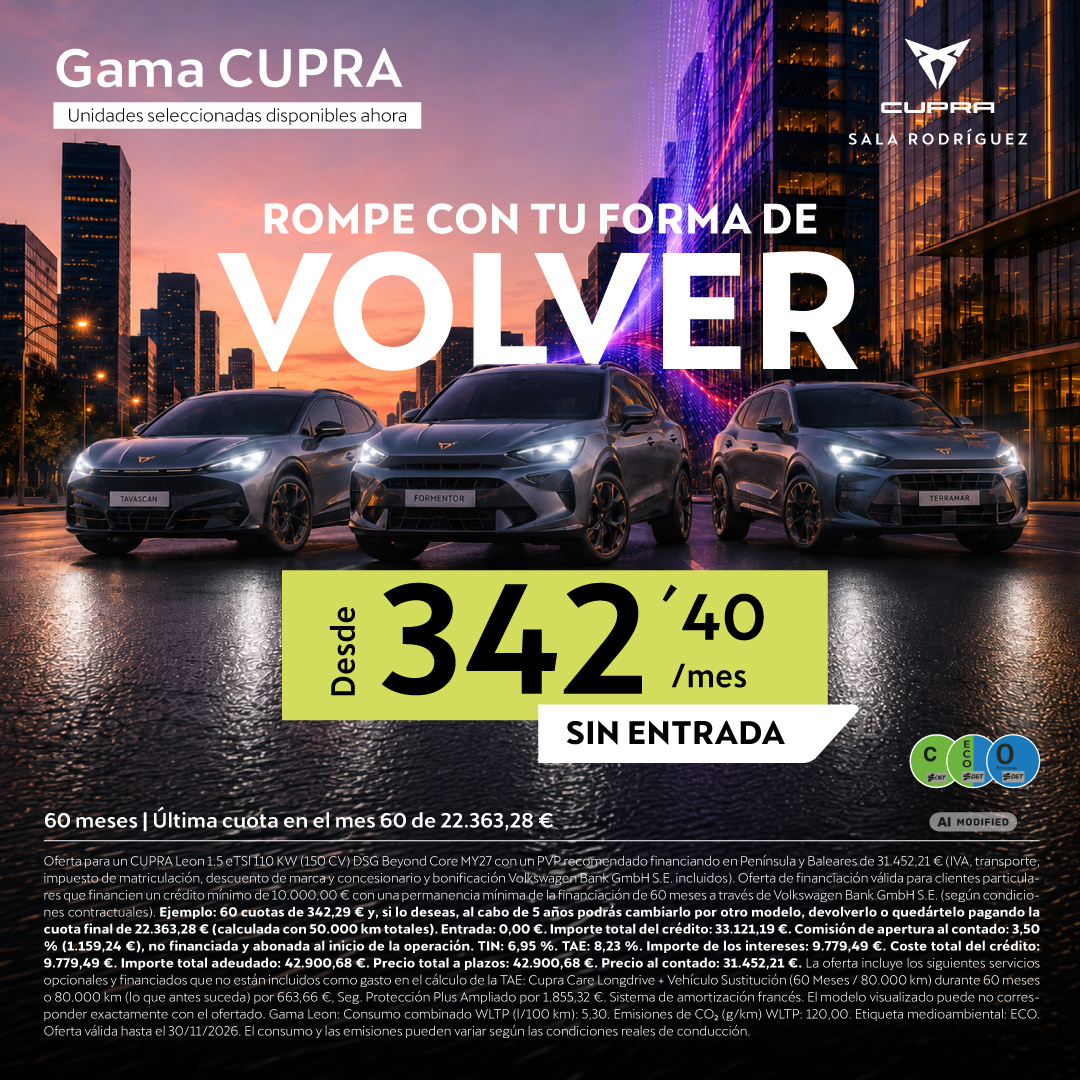 Este verano, llévate un CUPRA desde 342,29€/mes*