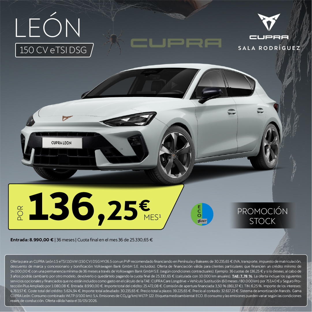 ¡Promoción Stock! CUPRA León híbrido automático por 136€/mes*