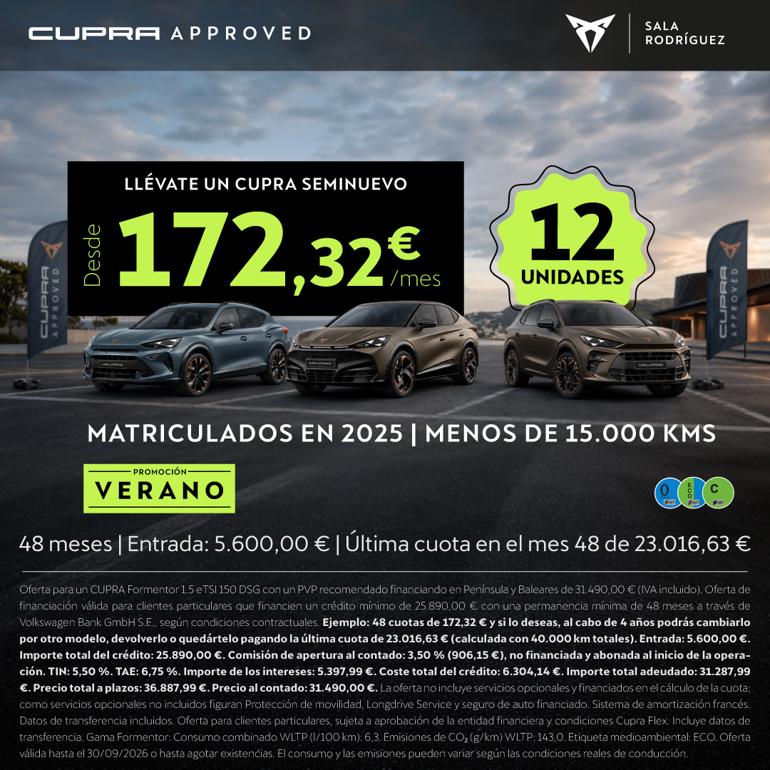 ¡CUPRA Approved desde 172€/mes! ¡CUPRA Approved desde 172€/mes!