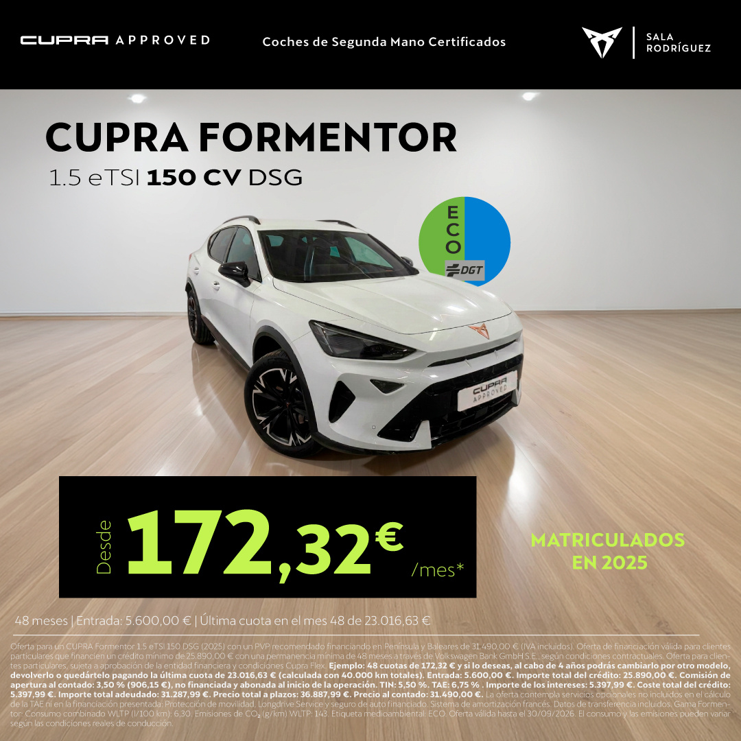 CUPRA Formentor Mild Hybrid 150 CV DSG desde 172,32 €/mes.*