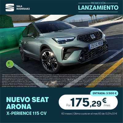 ¡Promoción lanzamiento! Nuevo SEAT Arona por 175€/mes* ¡Promoción lanzamiento! Nuevo SEAT Arona por 175€/mes*
