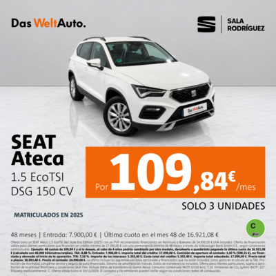 SEAT Ateca EcoTSI por 109,84€/mes* SEAT Ateca EcoTSI por 109,84€/mes*