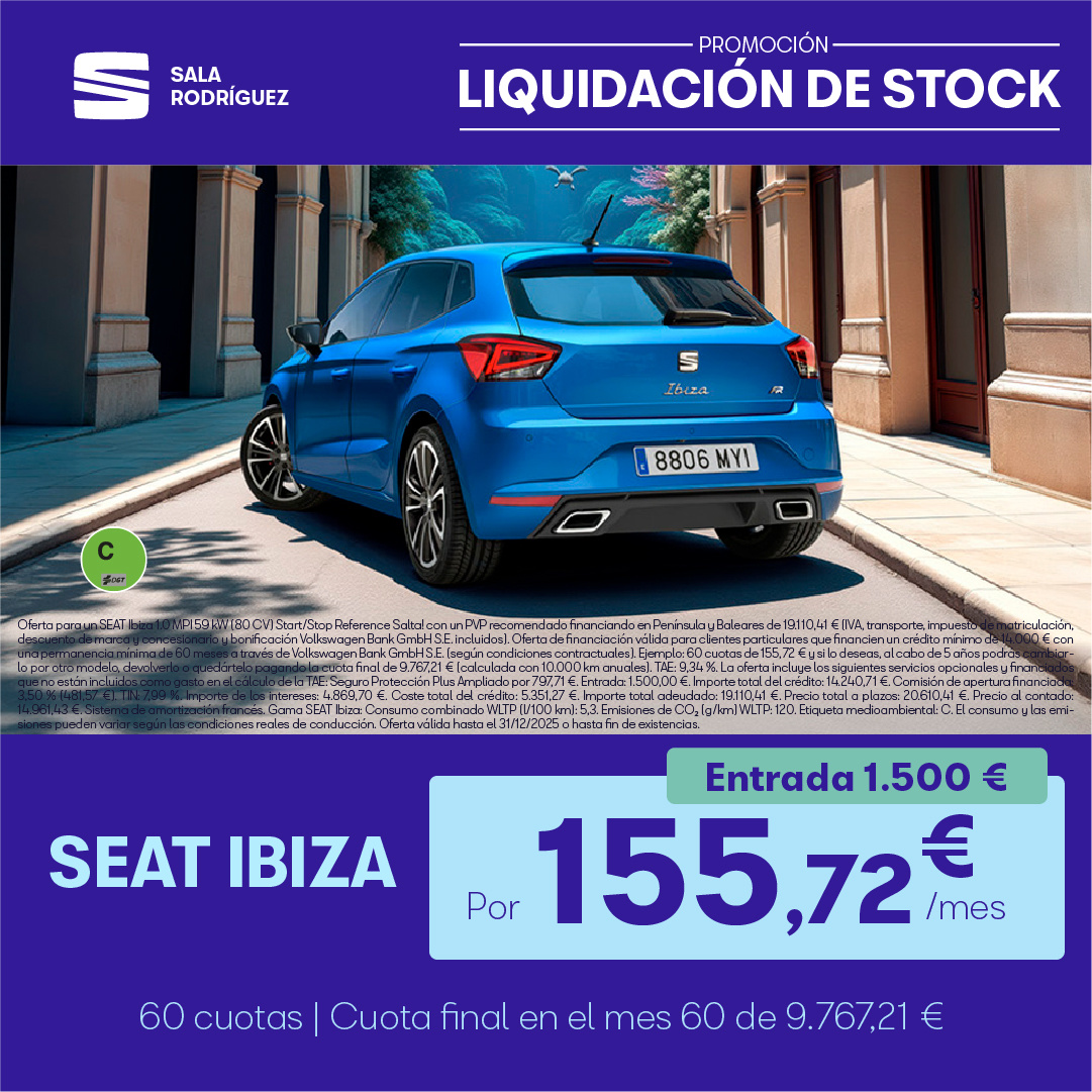 ¡Promoción Stock! SEAT Ibiza por 155,72€/mes* ¡Promoción Stock! SEAT Ibiza por 155,72€/mes*
