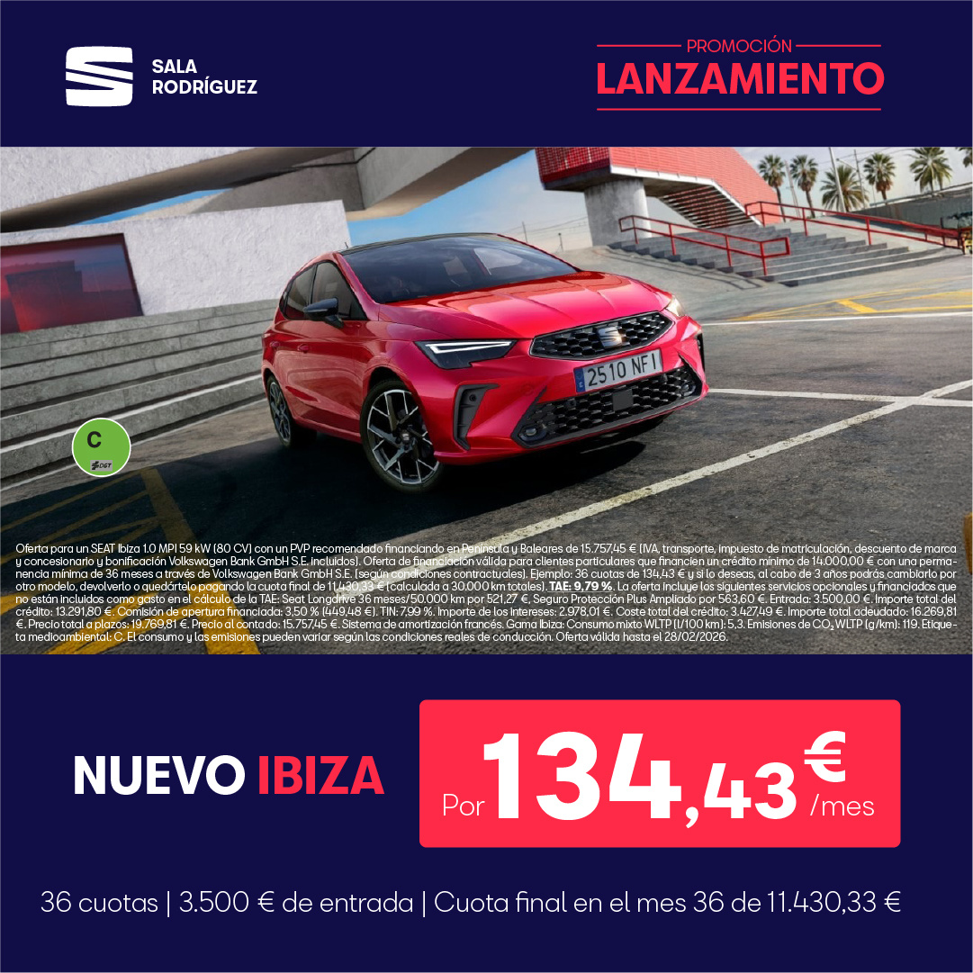 ¡Ofertón! Nuevo Ibiza por 134,43€/mes* ¡Ofertón! Nuevo Ibiza por 134,43€/mes*