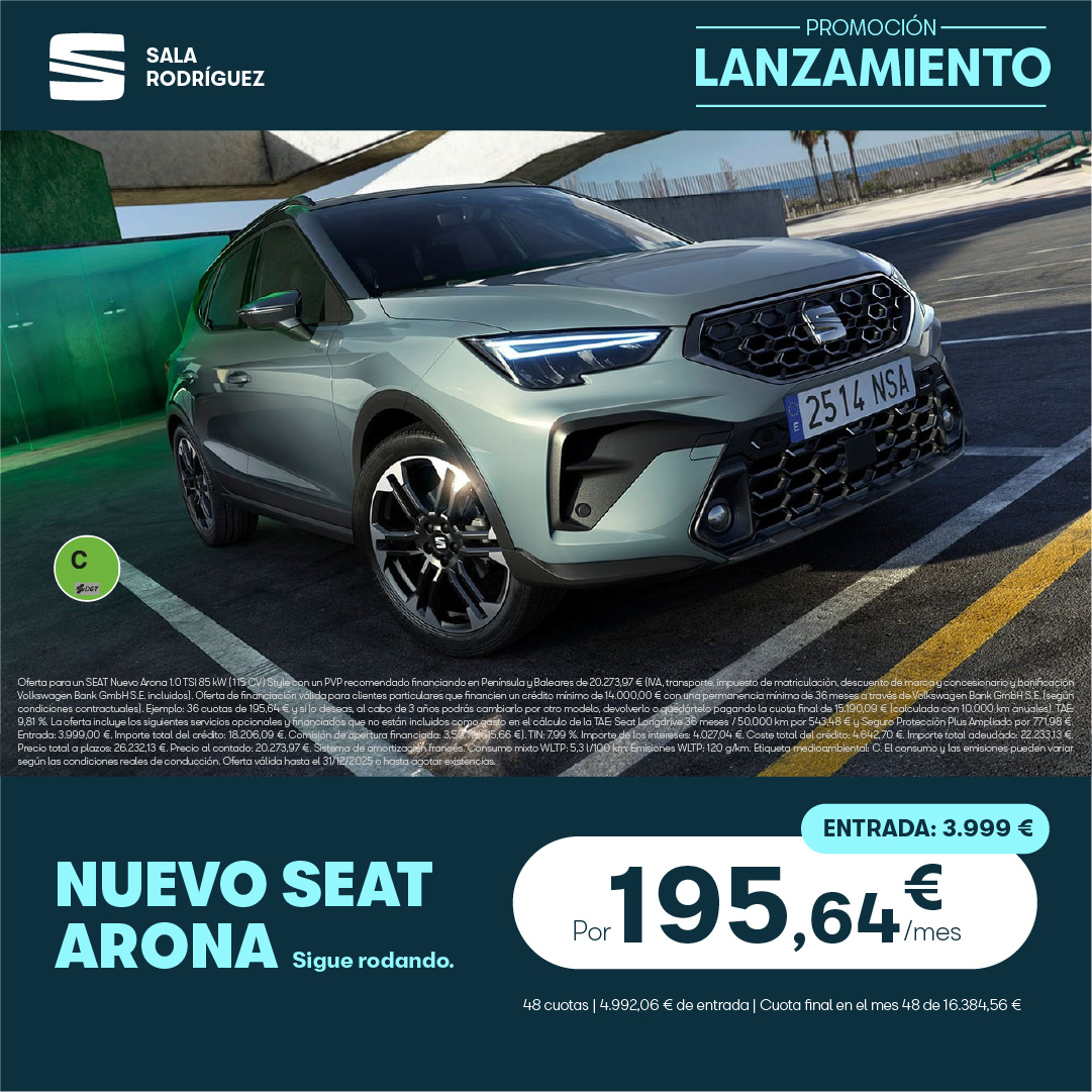 Tu Nuevo SEAT Arona por 195,64€/mes* Tu Nuevo SEAT Arona por 195,64€/mes*