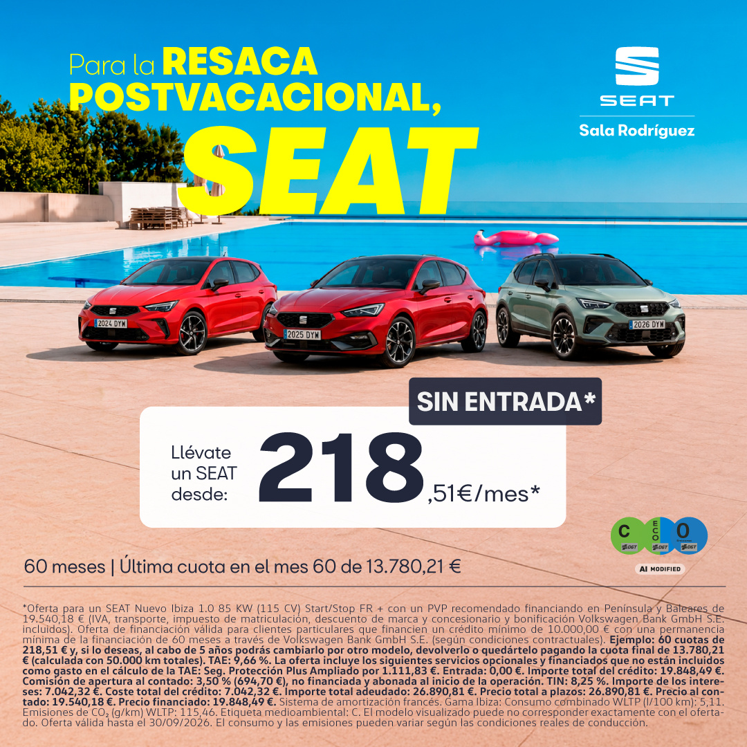 Sin entrada · tu SEAT desde 218,51 €/mes