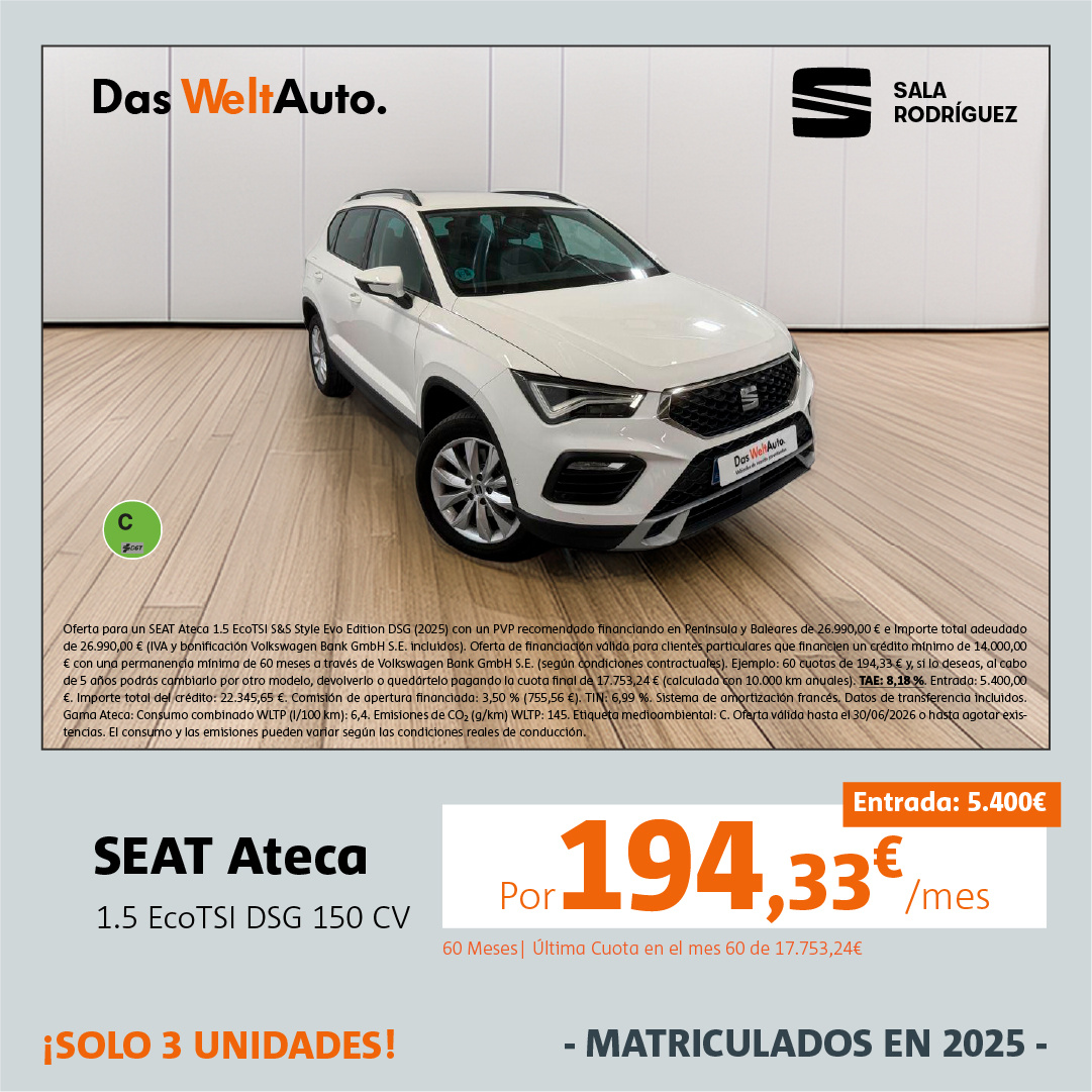 SEAT Ateca EcoTSI por 194€/mes*