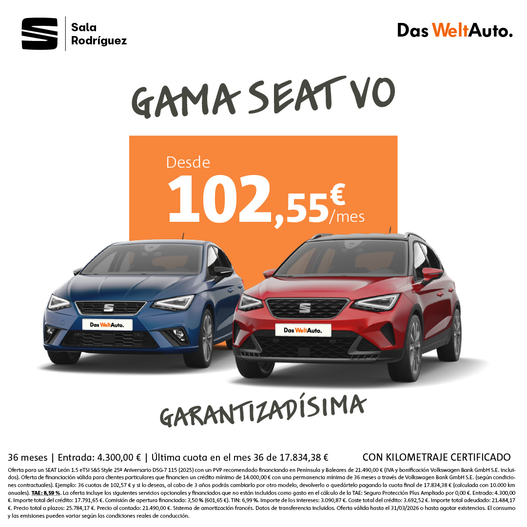 ¡Liquidación! Aprovecha esta ocasión Seat desde 102€
