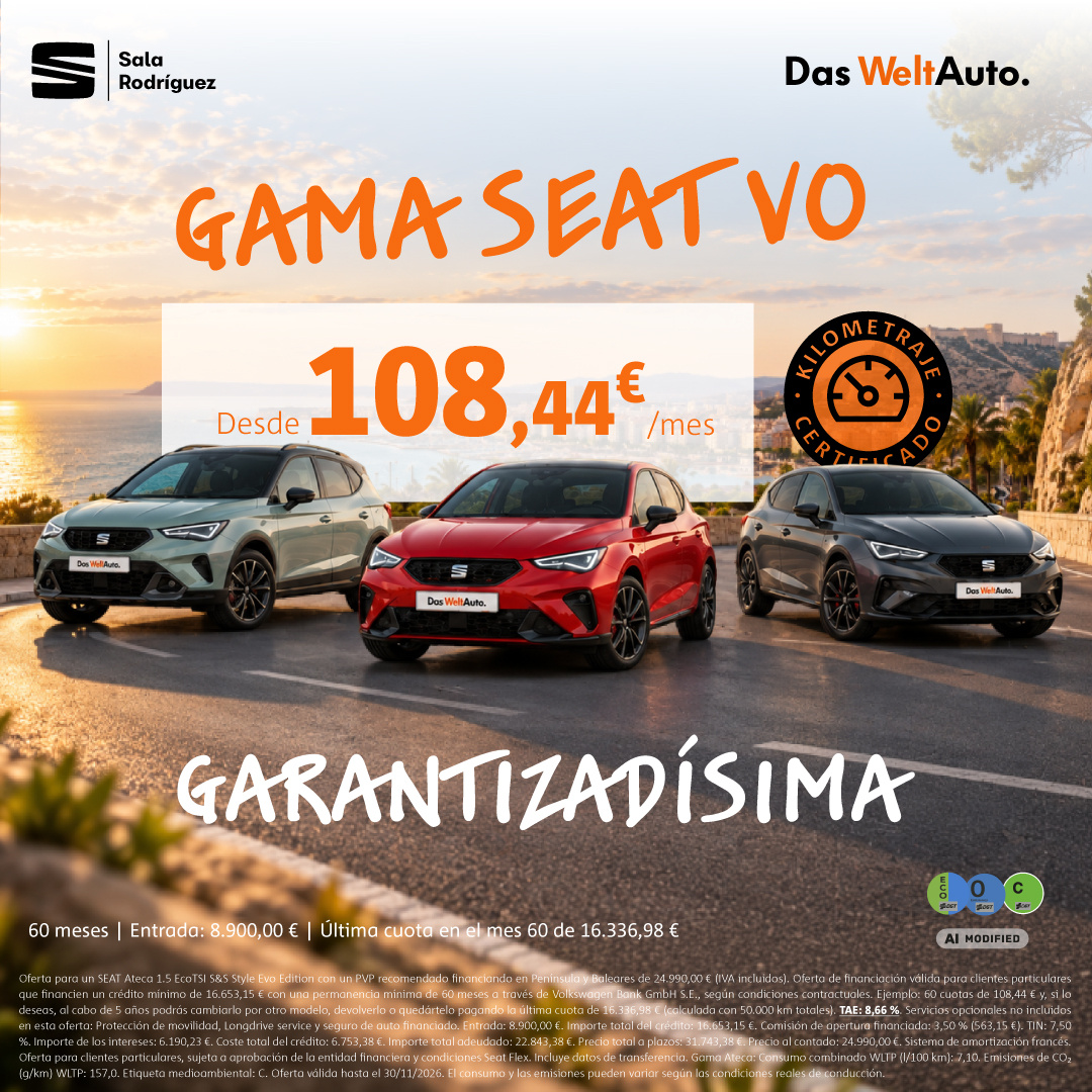 ¡Garantizadísima! Gama SEAT de Ocasión desde 108€