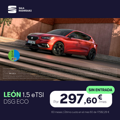 ¡SIN ENTRADA! SEAT León eTSI por solo 297€/mes* ¡SIN ENTRADA! SEAT León eTSI por solo 297€/mes*