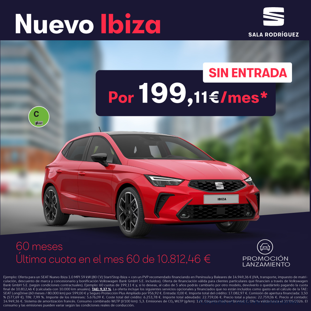¡Sin Entrada! Nuevo Ibiza por 199€/mes*