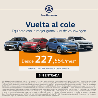 ¡Vuelta al Cole! Tu SUV nuevo desde 227,55€/mes* ¡Vuelta al Cole! Tu SUV nuevo desde 227,55€/mes*