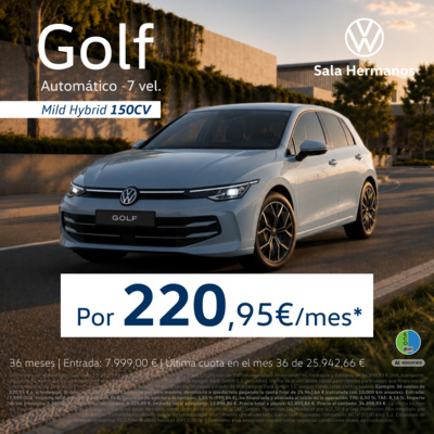 Tu Volkswagen Golf 150 CV por 220,95 €/mes Tu Volkswagen Golf 150 CV por 220,95 €/mes