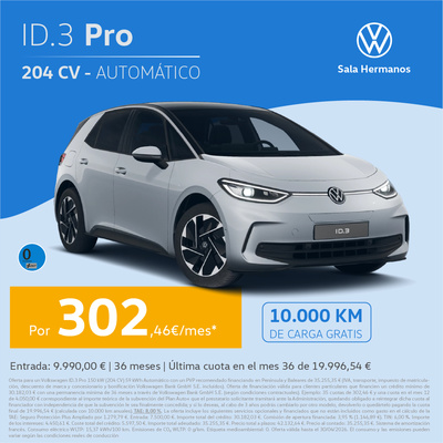 ¡Te está esperando! ID.3 Pro por 302€/mes ¡Te está esperando! ID.3 Pro por 302€/mes