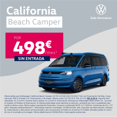 ¡Sin entrada! California Beach Camper por 498€/mes* ¡Sin entrada! California Beach Camper por 498€/mes*