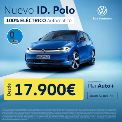 ¡Stock final! Nuevo ID. Polo 100% eléctrico desde 17.900 €* · Sala Hermanos ¡Stock final! Nuevo ID. Polo 100% eléctrico desde 17.900 €* · Sala Hermanos