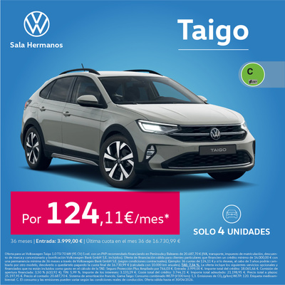 ¡Solo este mes! Consigue un Taigo por 124€/mes* ¡Solo este mes! Consigue un Taigo por 124€/mes*